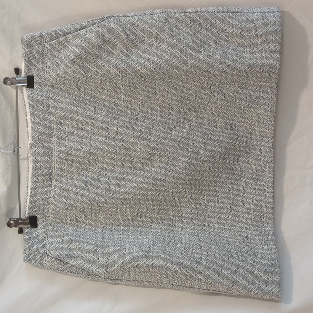LOFT | Herringbone Weave Ivory Grey Blue Skirt Office Contour Waist | 10